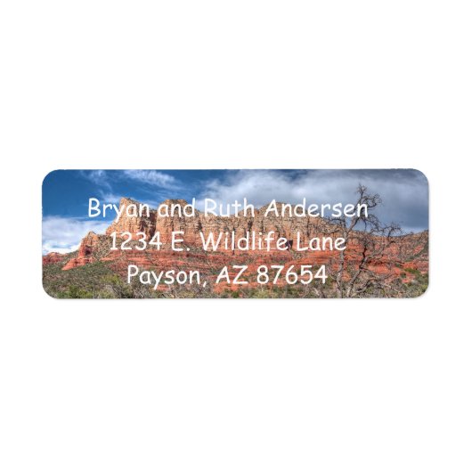 Sedona Arizona roodrotslandschap Etiket (Voorkant)