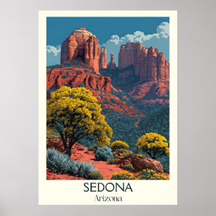 Sedona Arizona Vintage Reizen   Retro Red Rock Poster