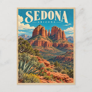 Sedona Arizona Vintage Rode Steen Schitterende Rei Briefkaart
