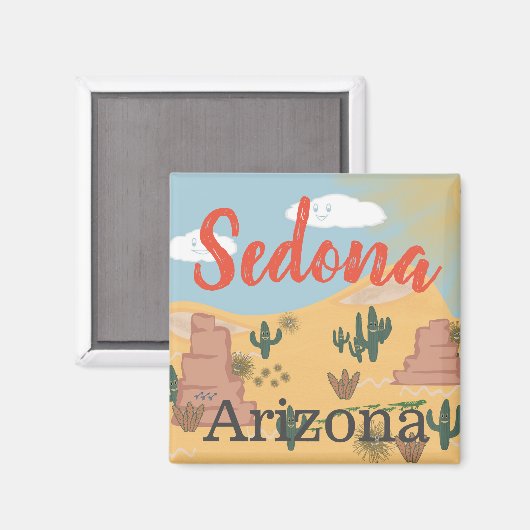Sedona Arizona woestijn illustratie Magneet (Voorkant / Achterkant)