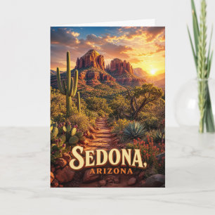 Sedona Arizona Zonsondergang Rode Rots Woestijn Kaart