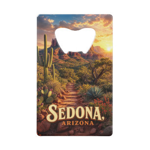 Sedona Arizona Zonsondergang Rode Rots Woestijn Re Creditkaart Flessenopener