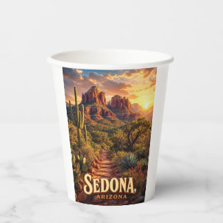 Sedona Arizona Zonsondergang Rode Rots Woestijn Re Papieren Bekers