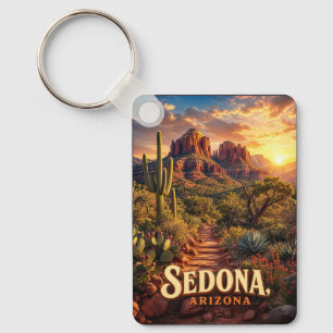 Sedona Arizona Zonsondergang Rode Rots Woestijn Re Sleutelhanger