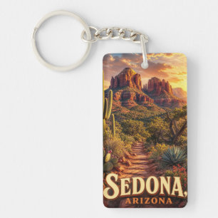 Sedona Arizona Zonsondergang Rode Rots Woestijn Re Sleutelhanger