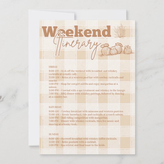 Sedona Bachelorette reisschema Kaart (Achterkant)