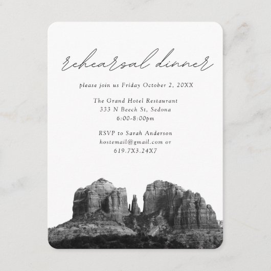 Sedona Bruiloft Elegant repetitie diner Informatiekaartje (Voorkant)