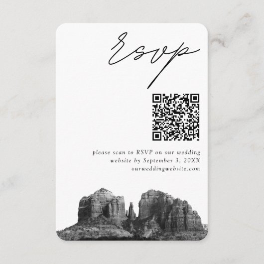 Sedona Bruiloft Moderne RSVP QR Code Informatiekaartje (Voorkant)