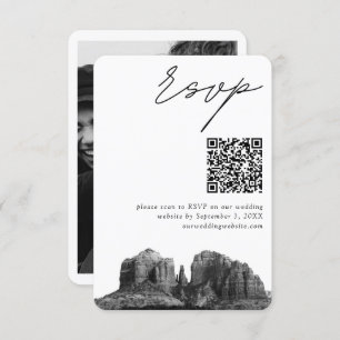 Sedona Bruiloft Moderne RSVP QR Code Informatiekaartje