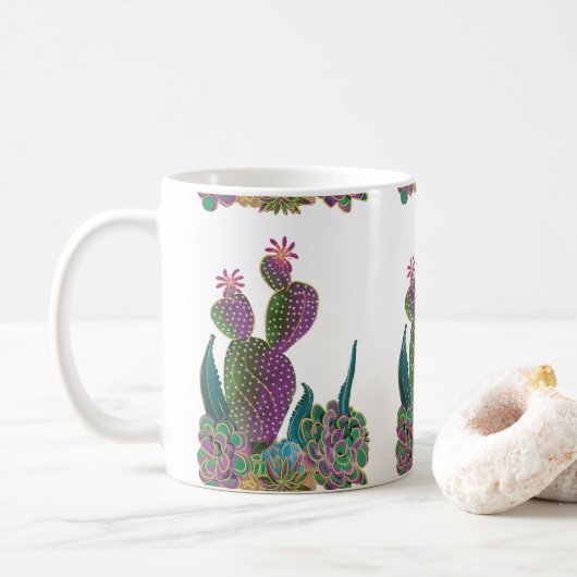 Sedona Cactus Bloem Tegelontwerp Mok (Met donut)