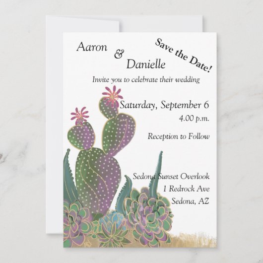 Sedona Cactus Flower Save the Date Kaart (Voorkant)