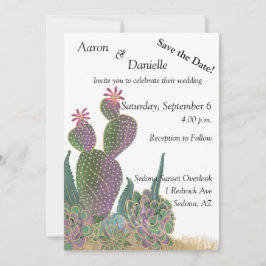 Sedona Cactus Flower Save the Date Kaart