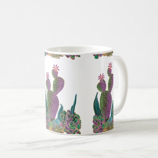 Sedona Cactus Flower Tiled design Mug Koffiemok (Voorkant rechts)