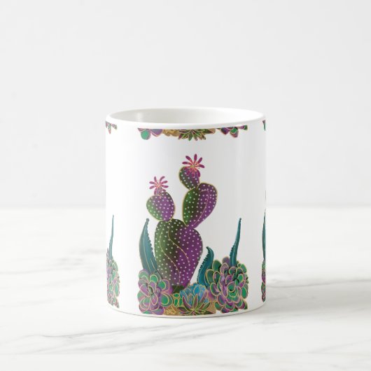 Sedona Cactus Flower Tiled design Mug Koffiemok (Center)