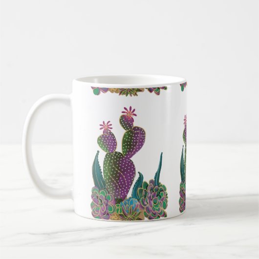 Sedona Cactus Flower Tiled design Mug Koffiemok (Links)
