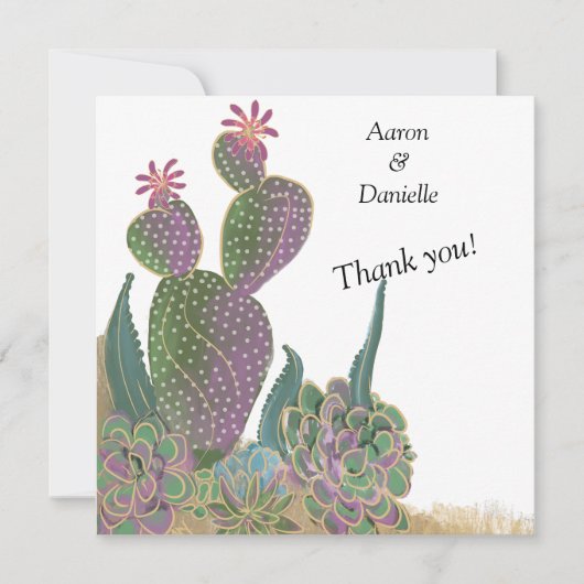 Sedona Cactus Flower Wedding Thank You Card Bedankkaart (Voorkant)