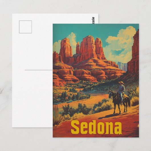Sedona Cowboy vintage Briefkaart (Voorkant / Achterkant)
