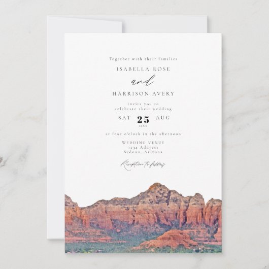 SEDONA Destination Skyline Boho Photo Wedding Kaart (Voorkant)