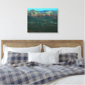 Sedona en Coffee Pot Rock van boven Canvas Afdruk (Insitu (Slaapkamer))