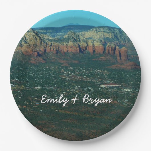 Sedona en Coffee Pot Rock van boven Papieren Bordje (Voorkant)