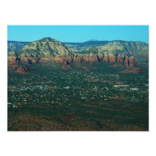 Sedona en Coffee Pot Rock vanuit de lucht Foto Afdruk