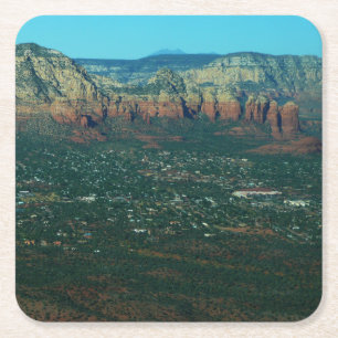 Sedona en Coffee Pot Rock vanuit de lucht Kartonnen Onderzetters