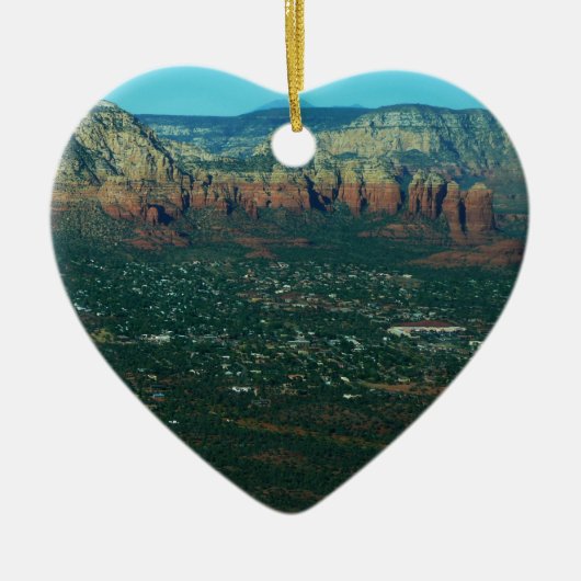 Sedona en Coffee Pot Rock vanuit de lucht Keramisch Ornament (Voorkant)