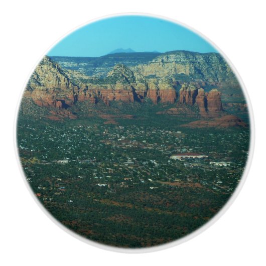 Sedona en Coffee Pot Rock vanuit de lucht Keramische Knop (Voorkant)