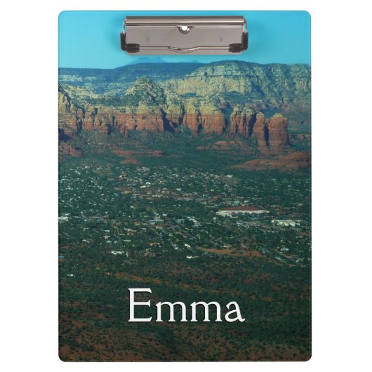 Sedona en Coffee Pot Rock vanuit de lucht Klembord (Voorkant)
