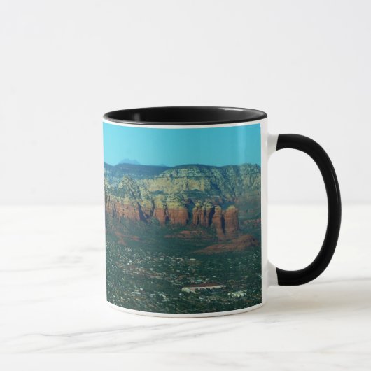 Sedona en Coffee Pot Rock vanuit de lucht Mok (Rechts)
