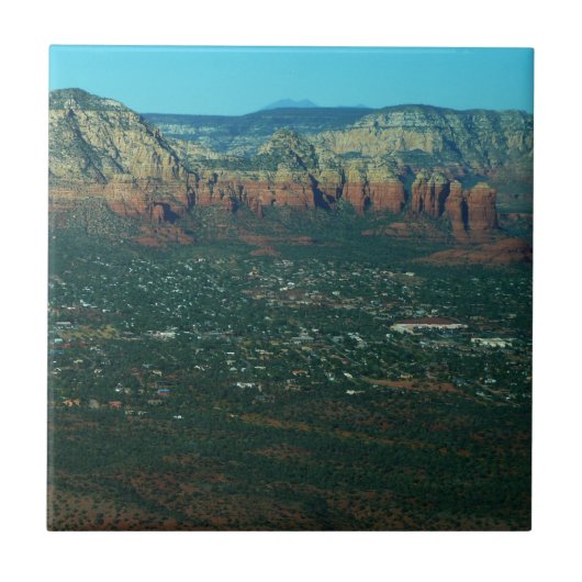 Sedona en Coffee Pot Rock vanuit de lucht Tegeltje (Voorkant)