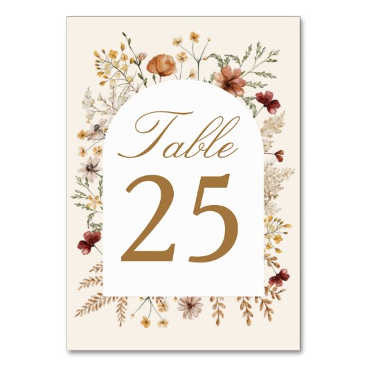 Sedona Garden Arched Wedding Table Number Kaart (Achterkant)