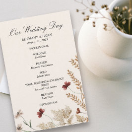 Sedona Garden Flat Wedding Programme