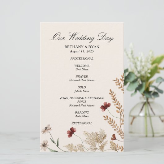 Sedona Garden Flat Wedding Programme (Staand voorkant)