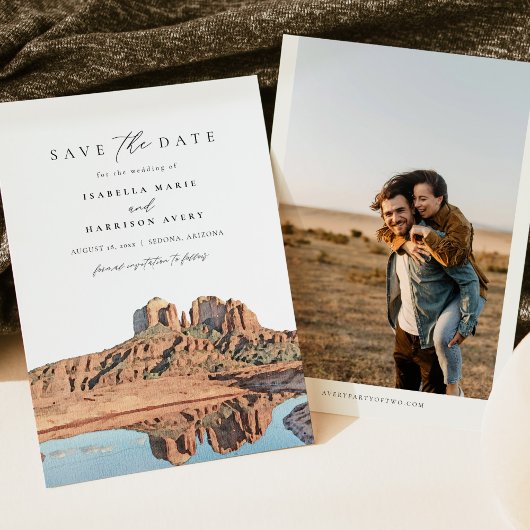 SEDONA Waterverf Desert Skyline Save the Date Inv Kaart