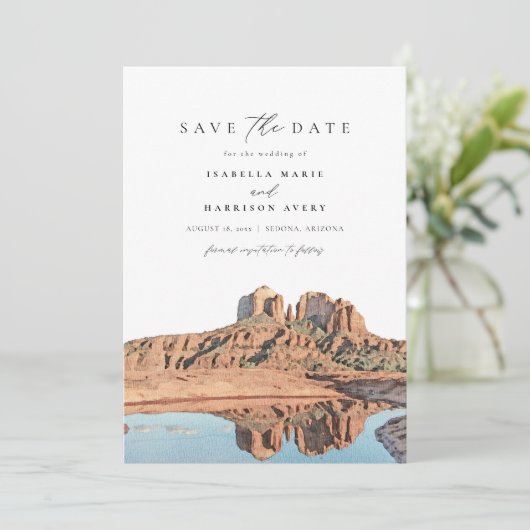 SEDONA Waterverf Desert Skyline Save the Date Inv Kaart (Staand voorkant)