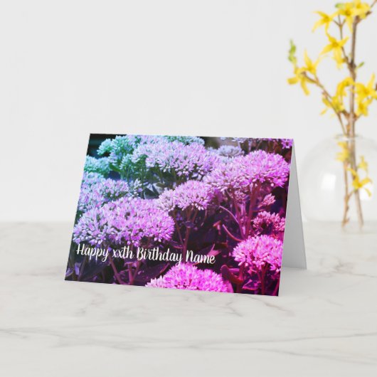 Sedum Rainbow Flower Personalized Birthday Kaart (Gele Bloem)