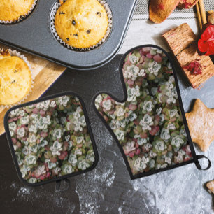 Sedum Spathulifolium Stonecrop Botanical Ovenwant & Pannenlap Set