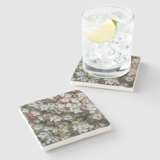 Sedum spathulifolium Succulents Floral Stenen Onderzetter (Zijkant)