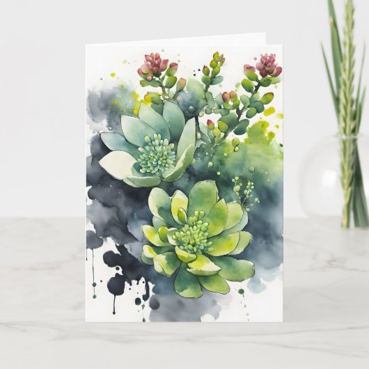 Sedum - Watercolor bloemen Kaart (Voorkant)