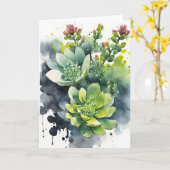Sedum - Watercolor bloemen Kaart (Gele Bloem)