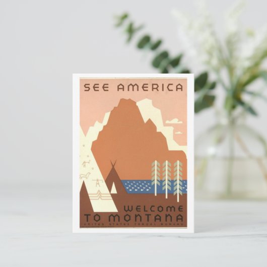 "See America" Montana Travel Poster Briefkaart (Staand voorkant)