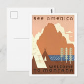  "See America" Montana Travel Poster Briefkaart (Voorkant / Achterkant)