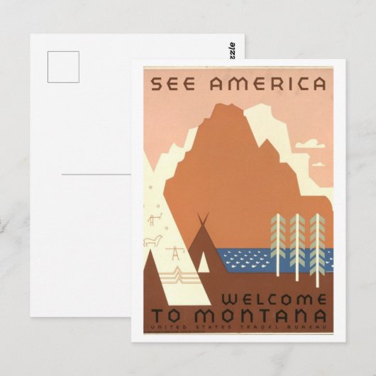"See America" Montana Travel Poster Briefkaart (Voorkant / Achterkant)
