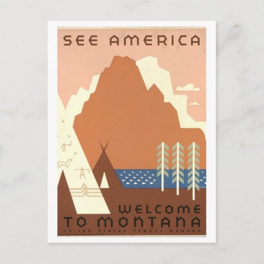  "See America" Montana Travel Poster Briefkaart (Voorkant)
