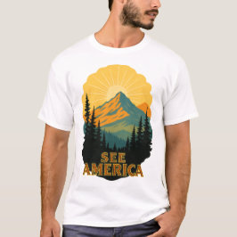 See America Vintage Mountain Travel Art T-shirt
