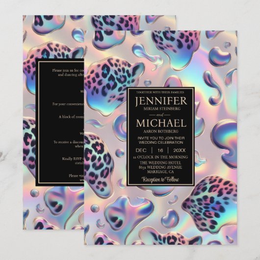 SEE BACK All-In-One Exotic Posh Wedding Invitation Kaart (Voorkant / Achterkant)