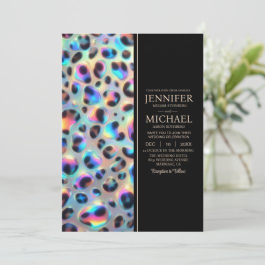 SEE BACK All-In-One Exotic Posh Wedding Invitation Kaart (Staand voorkant)