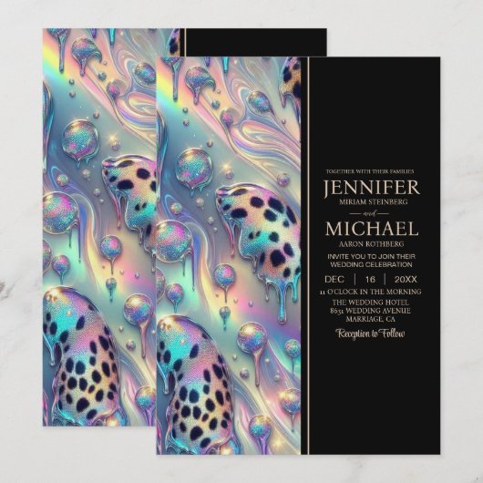 SEE BACK All-In-One Exotic Posh Wedding Invitation Kaart (Voorkant / Achterkant)