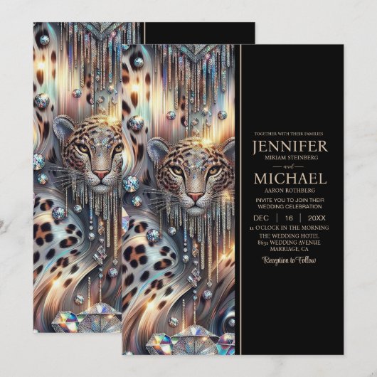 SEE BACK All-In-One Exotic Posh Wedding Invitation Kaart (Voorkant / Achterkant)